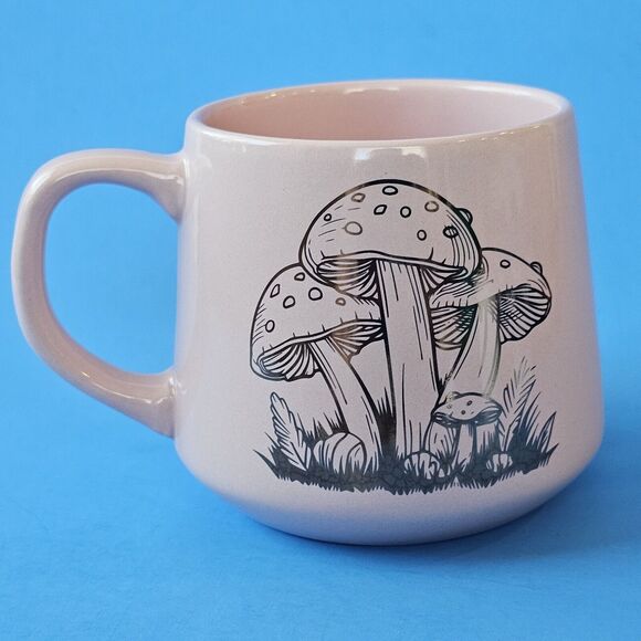 Mushrooms Pink Mug Counter Culture Fly Agaric /  Amanita Ceramic Coffee Tea Mug - Picture 1 of 6